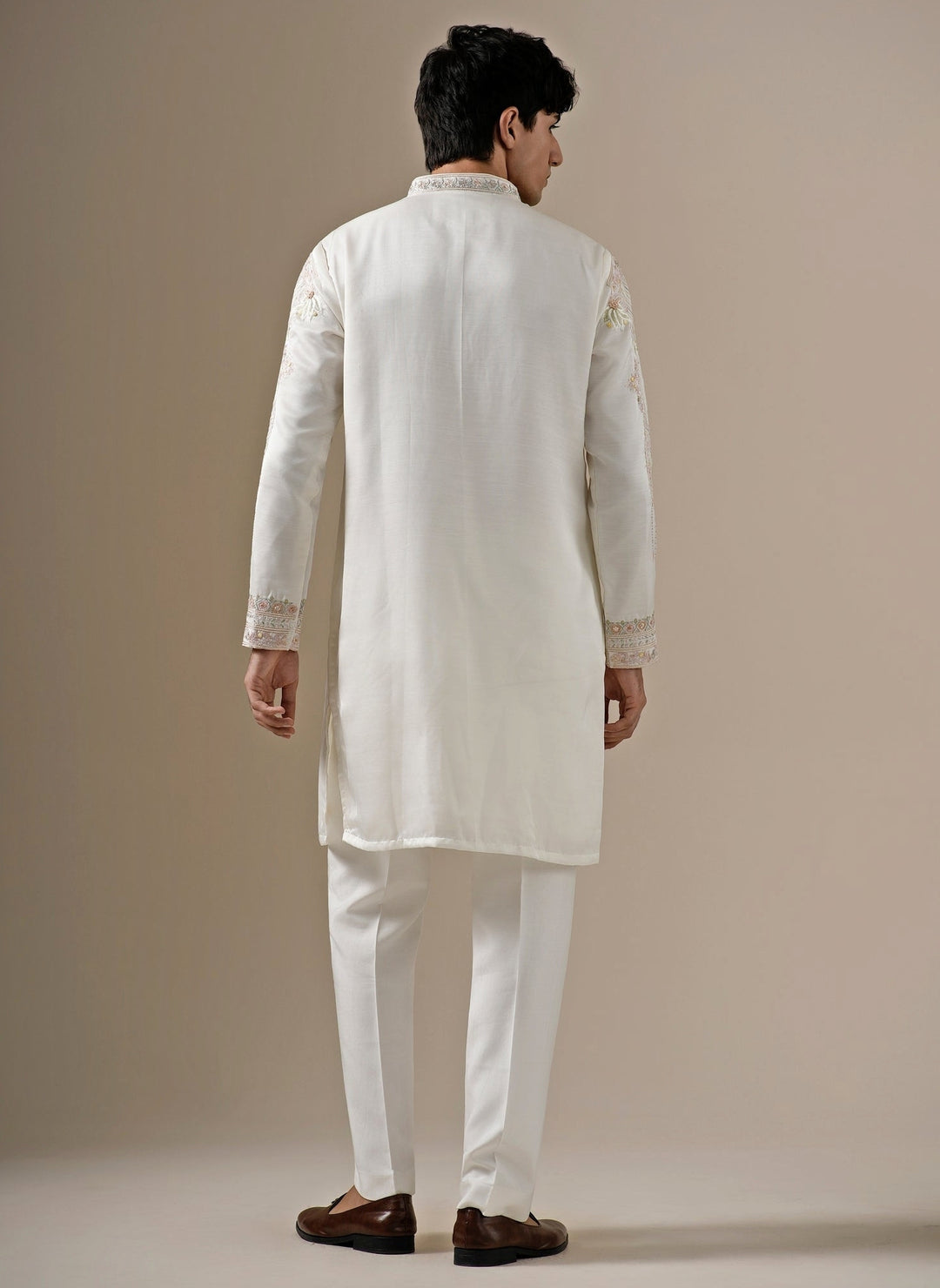 Ivory Silk Blend Kurta Pants Set