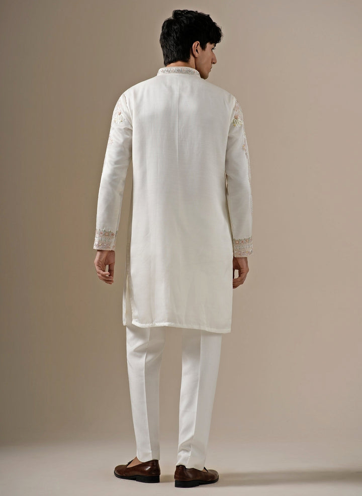 Ivory Silk Blend Kurta Pants Set