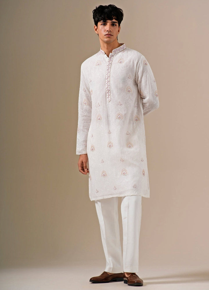 Ivory Georgette Kurta Pants Set