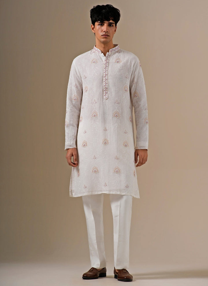 Ivory Georgette Kurta Pants Set