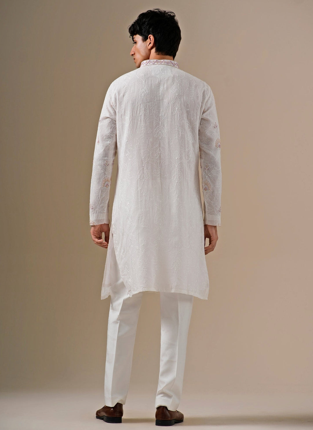 Ivory Georgette Kurta Pants Set