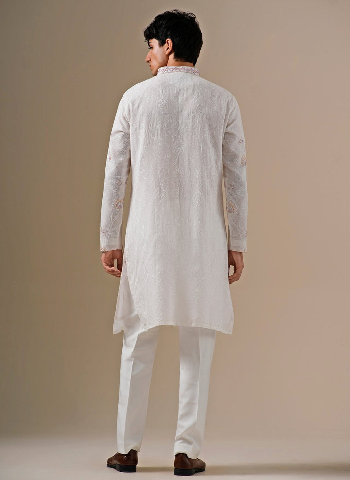 Ivory Georgette Kurta Pants Set
