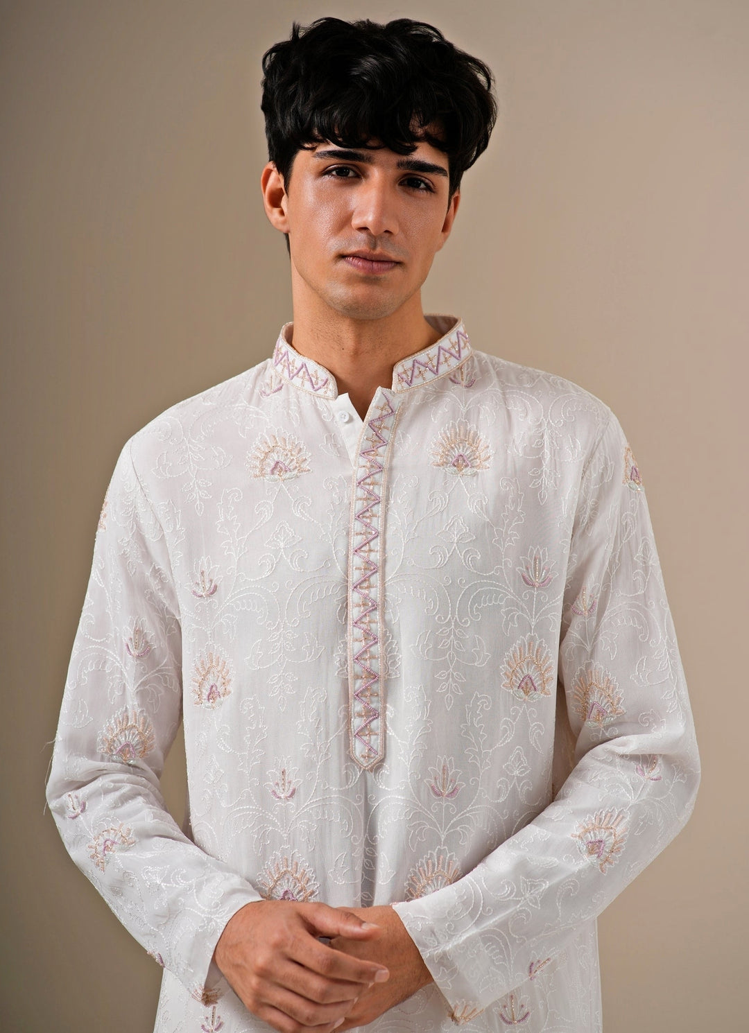 Ivory Georgette Kurta Pants Set