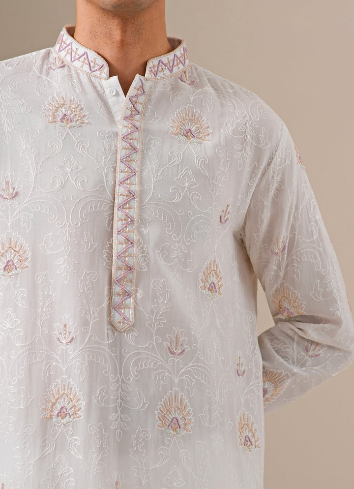 Ivory Georgette Kurta Pants Set