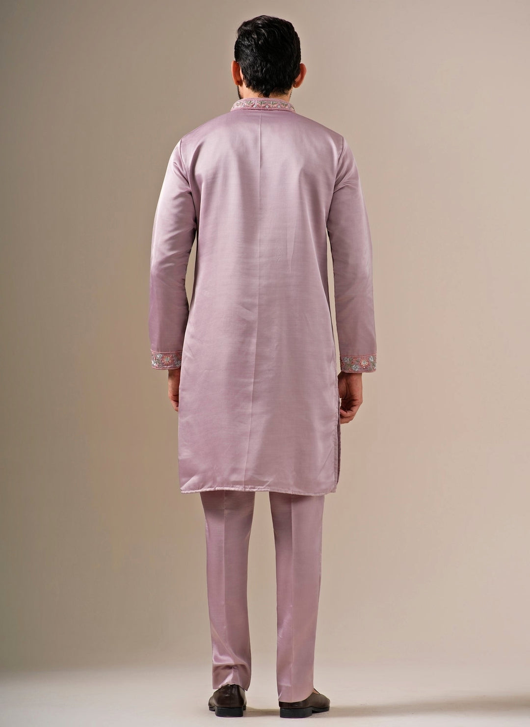 Dusty Lavender Silk Blend Kurta Pants Set