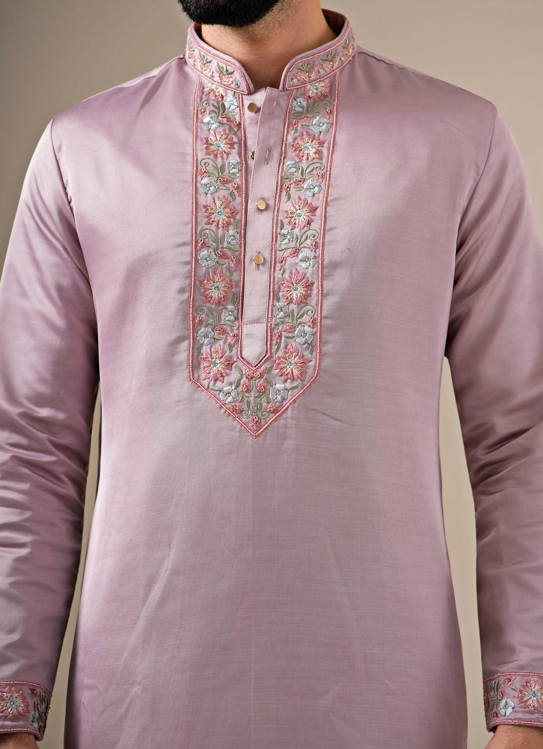Dusty Lavender Silk Blend Kurta Pants Set