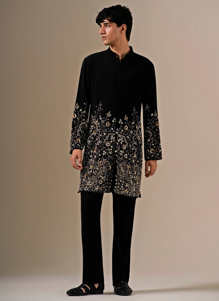 Midnight Black Crepe Kurta Pants Set