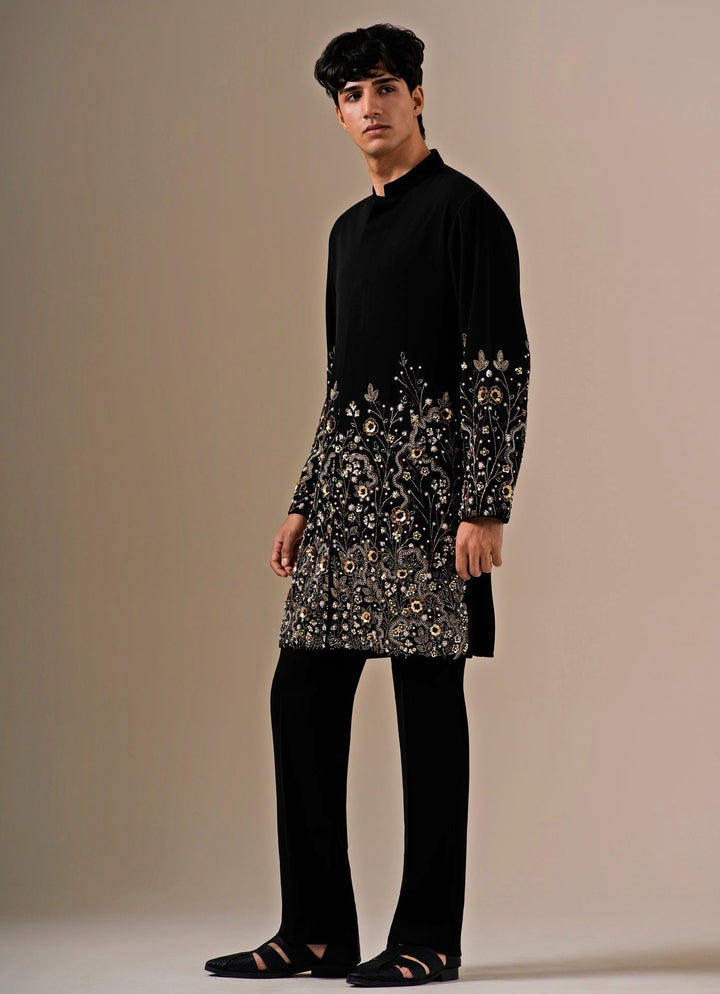 Midnight Black Crepe Kurta Pants Set