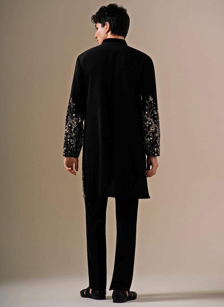 Midnight Black Crepe Kurta Pants Set