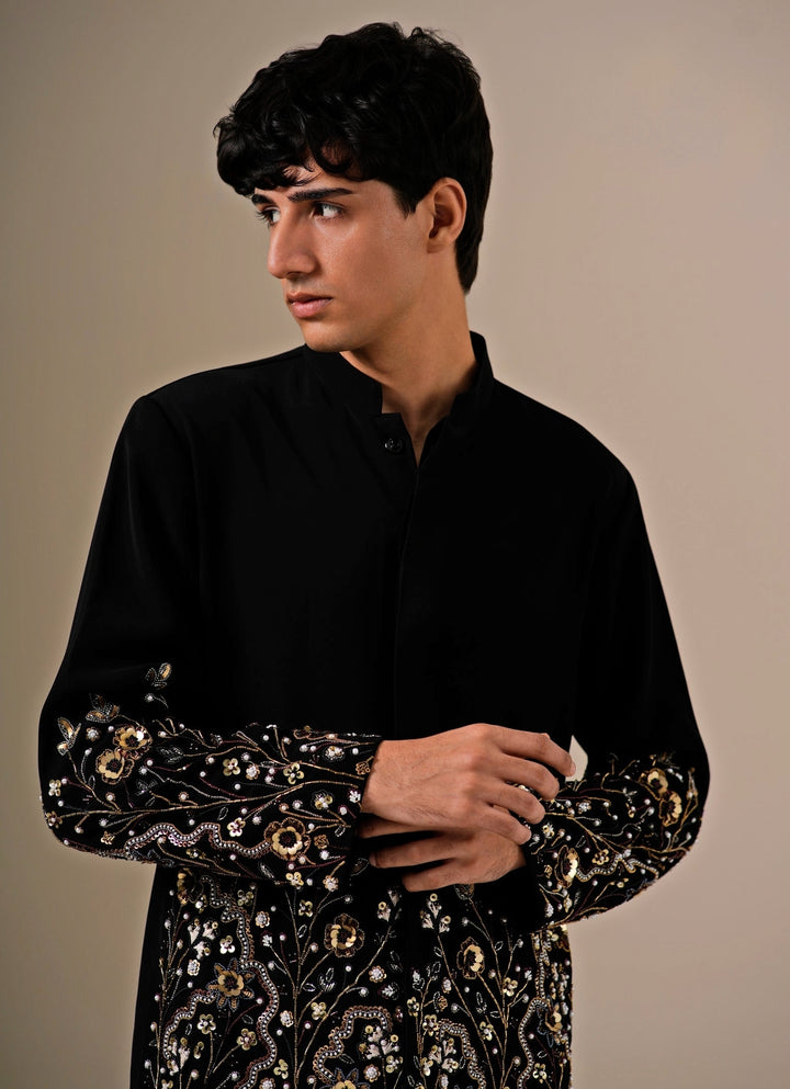Midnight Black Crepe Kurta Pants Set