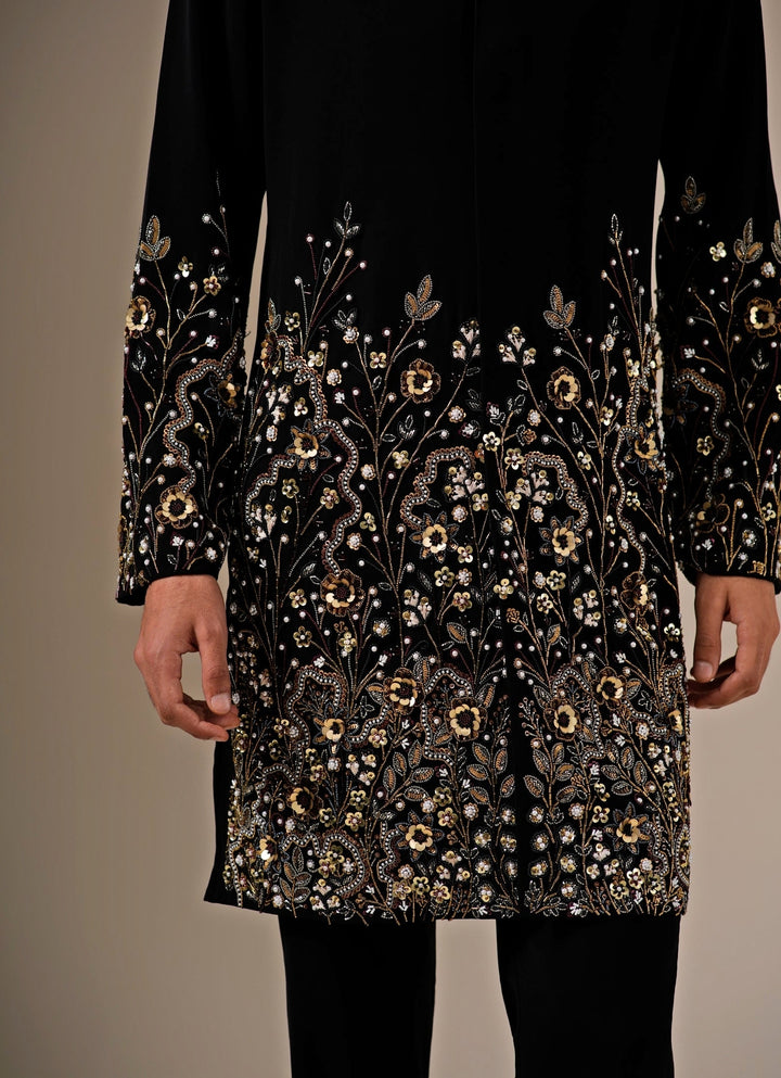 Midnight Black Crepe Kurta Pants Set
