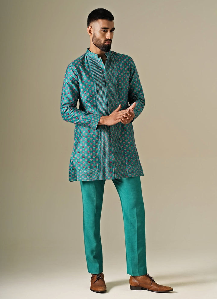 Rama Green Chanderi Cotton Kurta Set