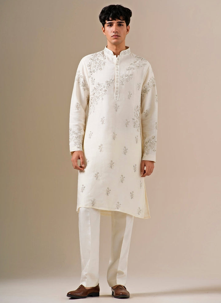 Ivory Silk Blend Kurta Set
