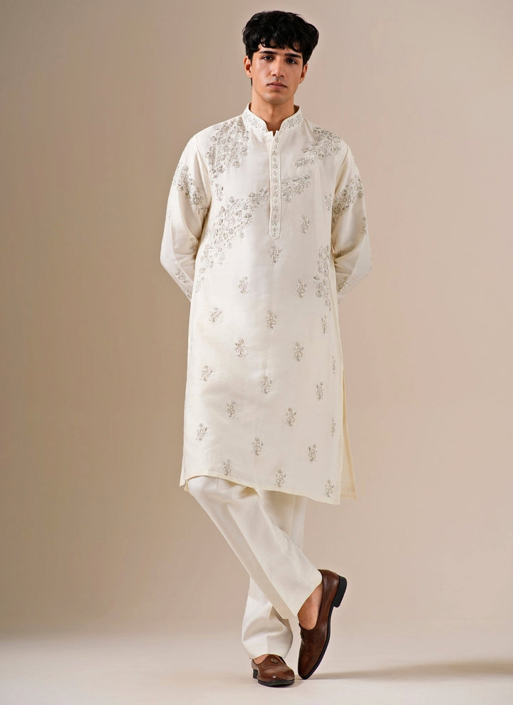 Ivory Silk Blend Kurta Set