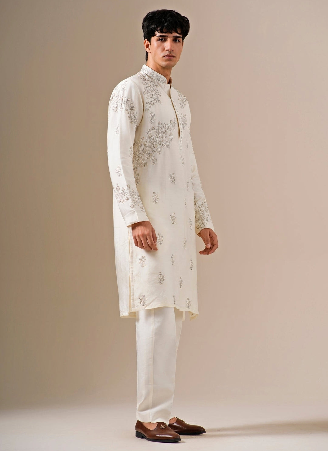 Ivory Silk Blend Kurta Set