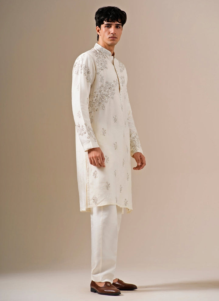 Ivory Silk Blend Kurta Set