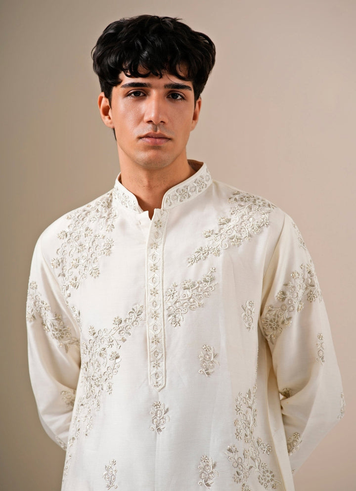 Ivory Silk Blend Kurta Set