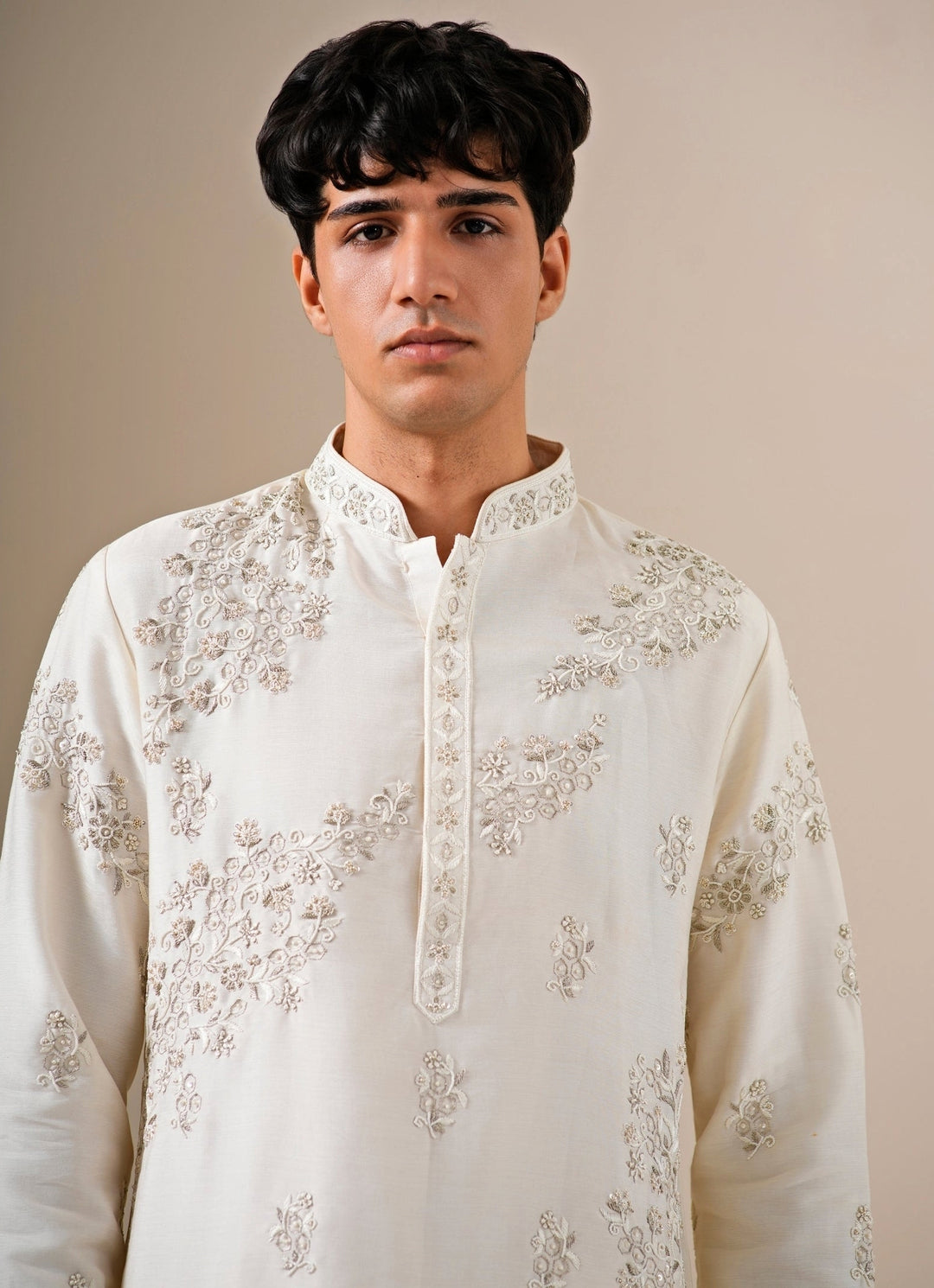 Ivory Silk Blend Kurta Set