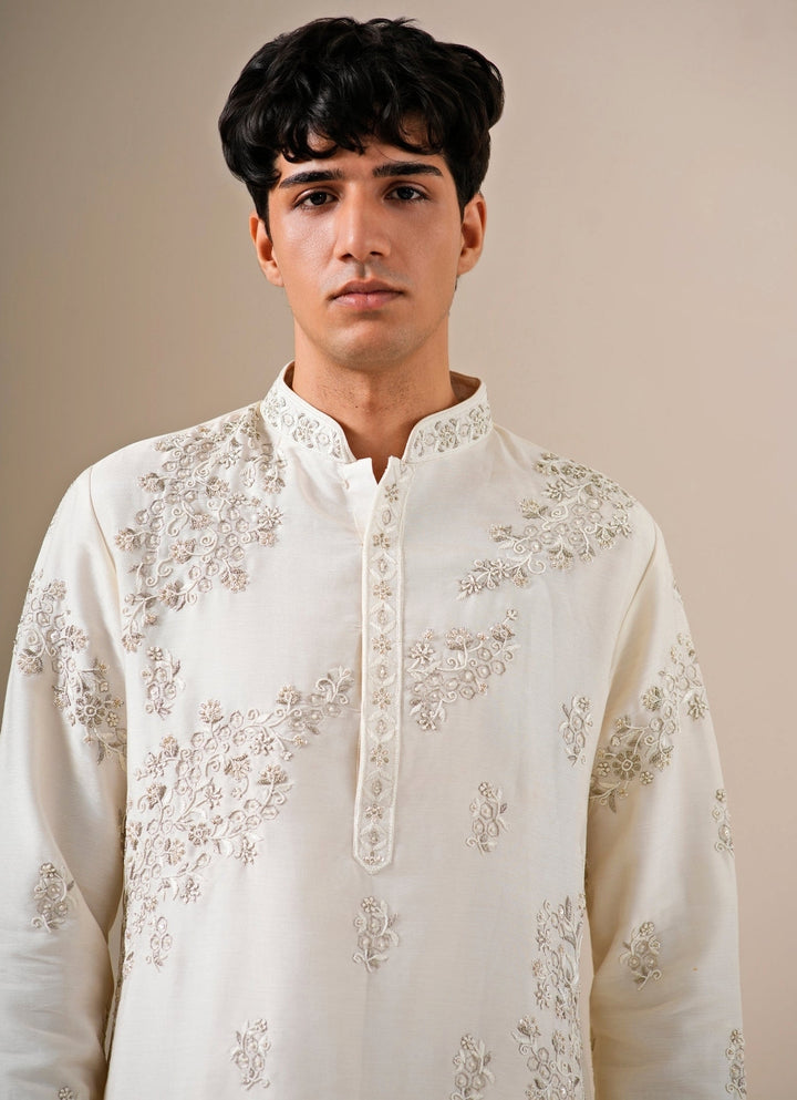 Ivory Silk Blend Kurta Set