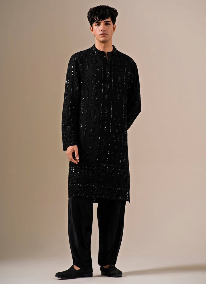 Black Georgette Kurta Pants Set