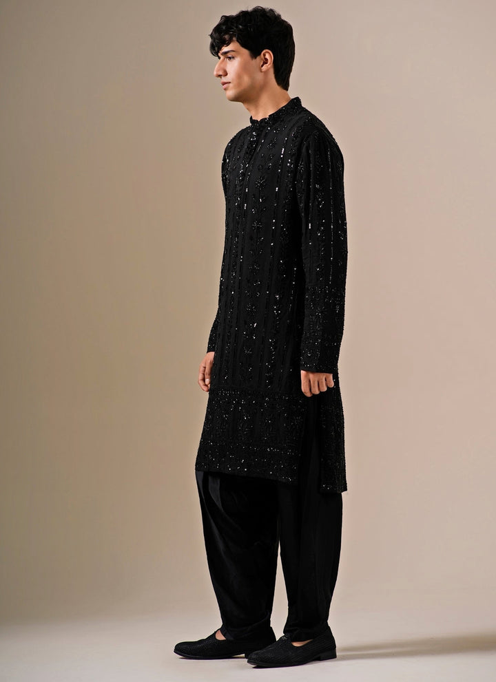 Black Georgette Kurta Pants Set