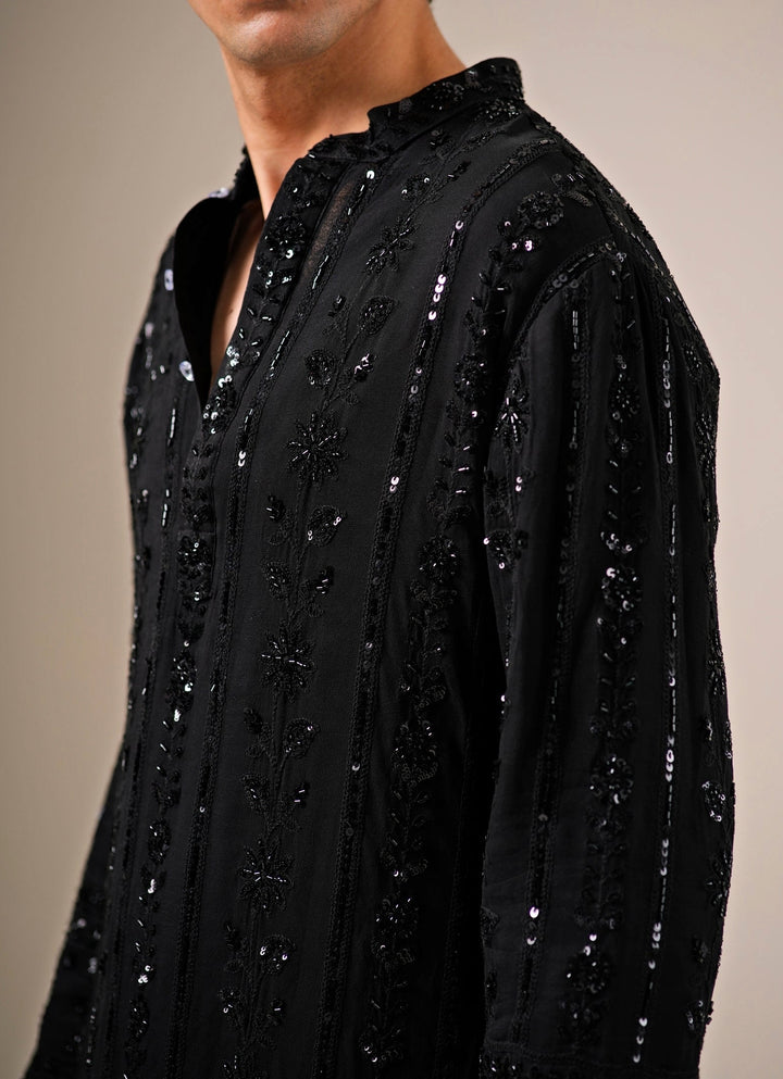 Black Georgette Kurta Pants Set