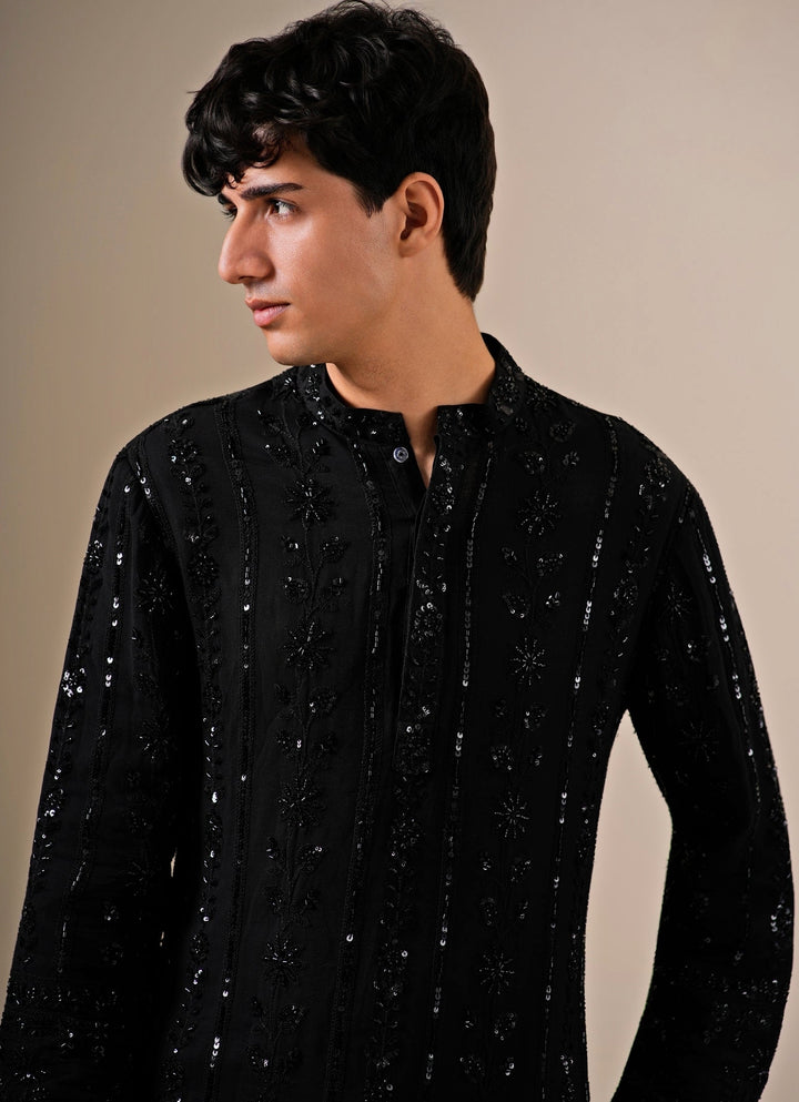 Black Georgette Kurta Pants Set