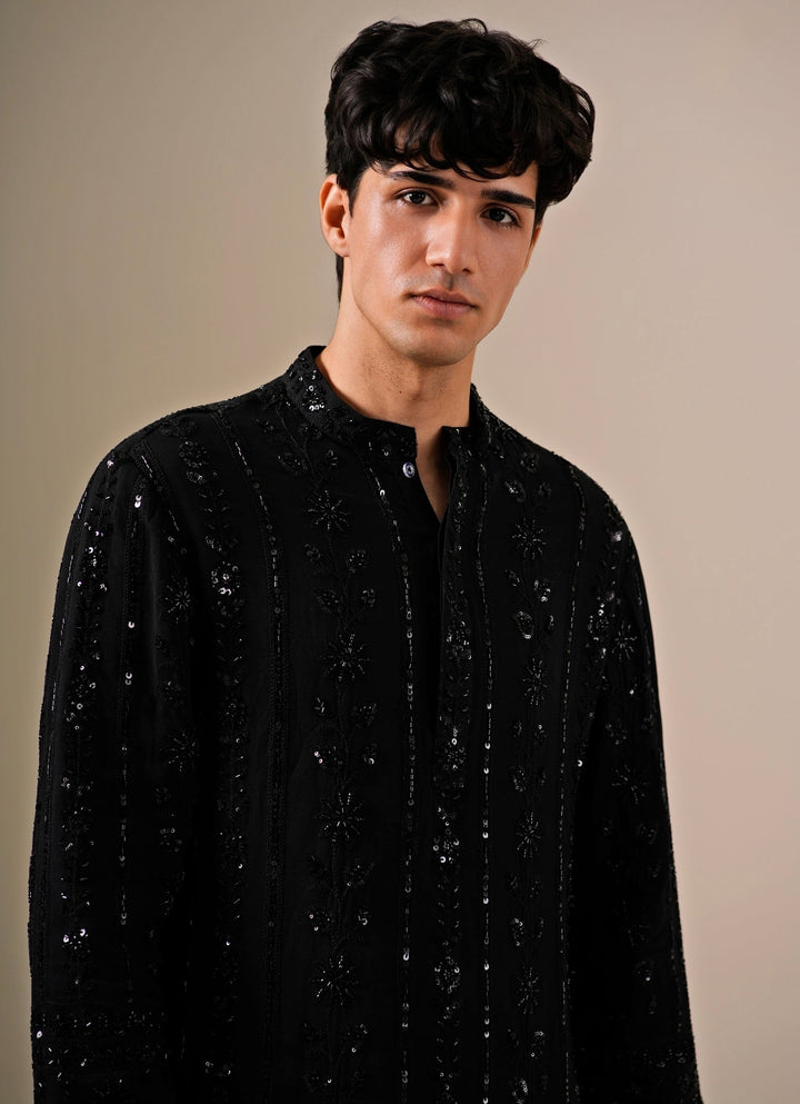 Black Georgette Kurta Pants Set