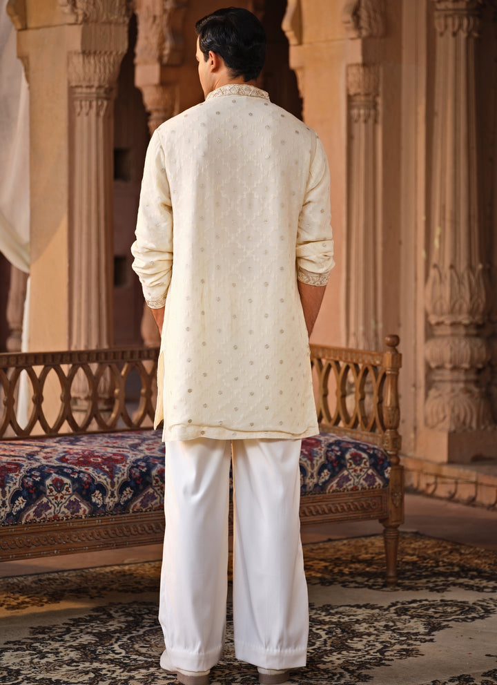 Muted Beige Georgette Kurta Pants Set