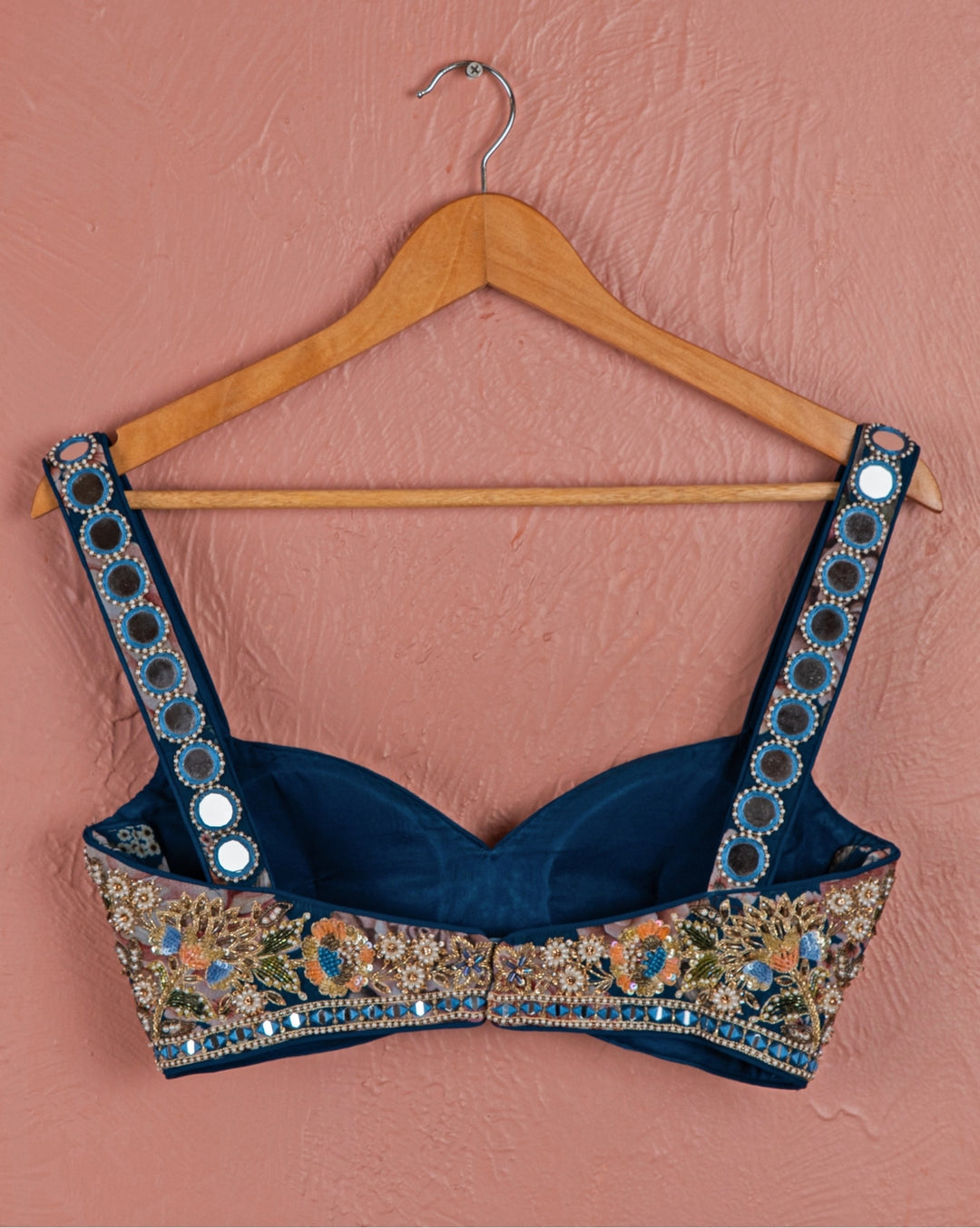 Midnight Blue Floral Georgette Pre-Draped Saree