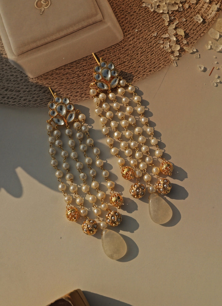 Gold Floral Kundan Earrings