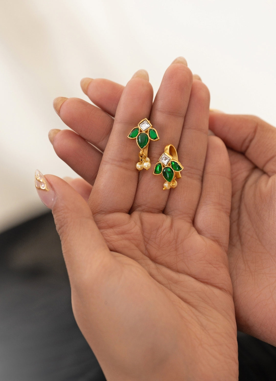 Green Kundan Ear Cuff
