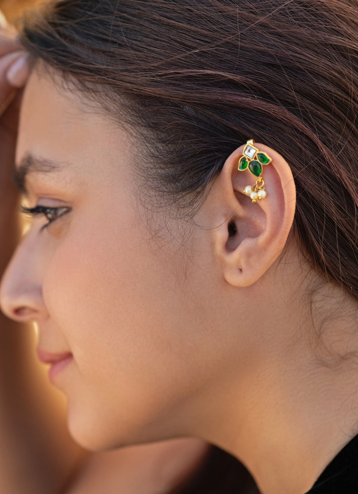 Green Kundan Ear Cuff
