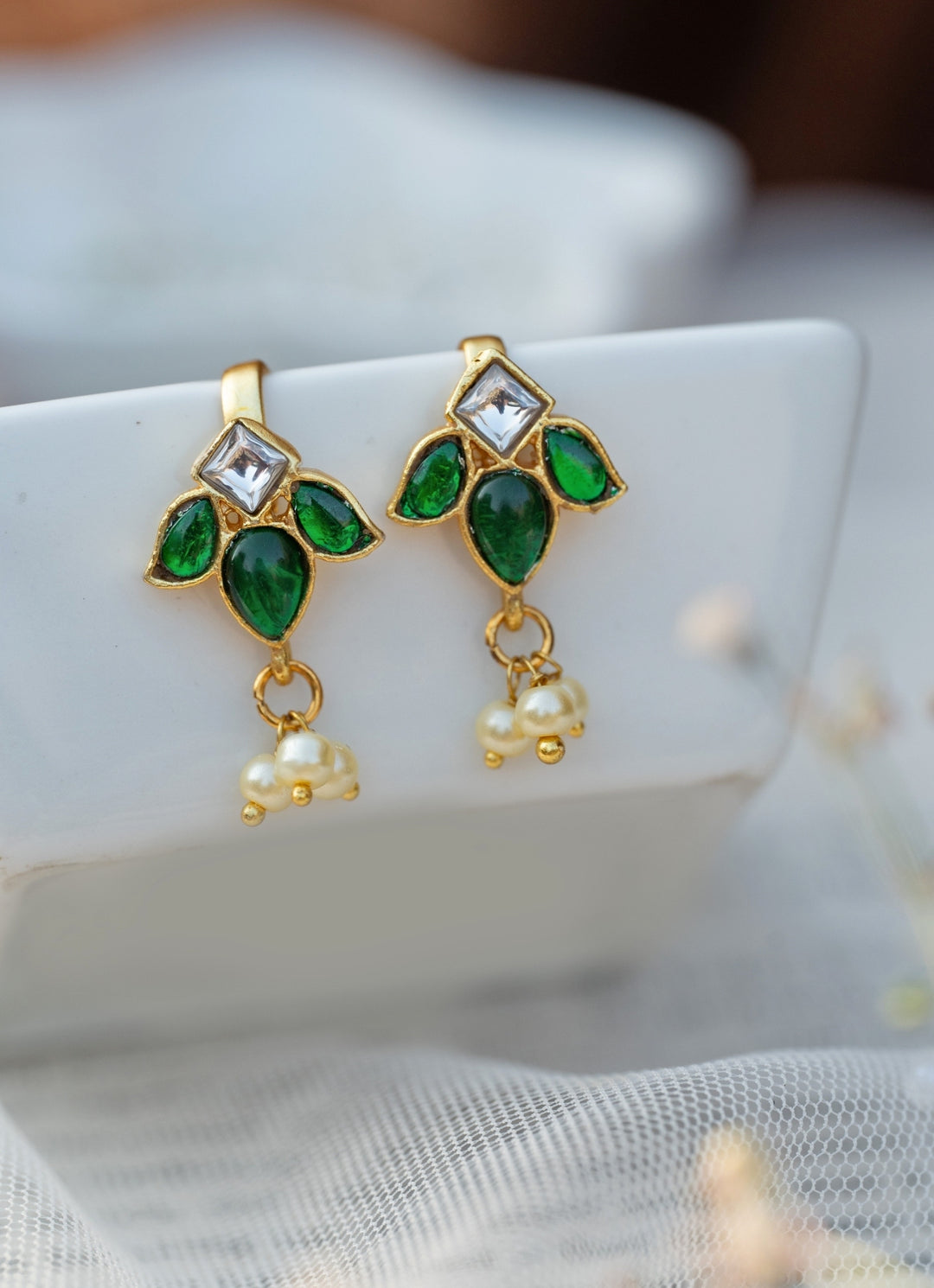 Green Kundan Ear Cuff