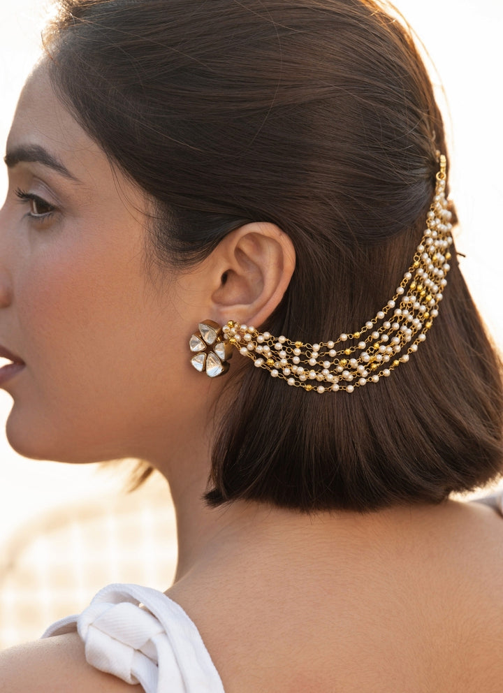 Gold Pearls Ear Chain