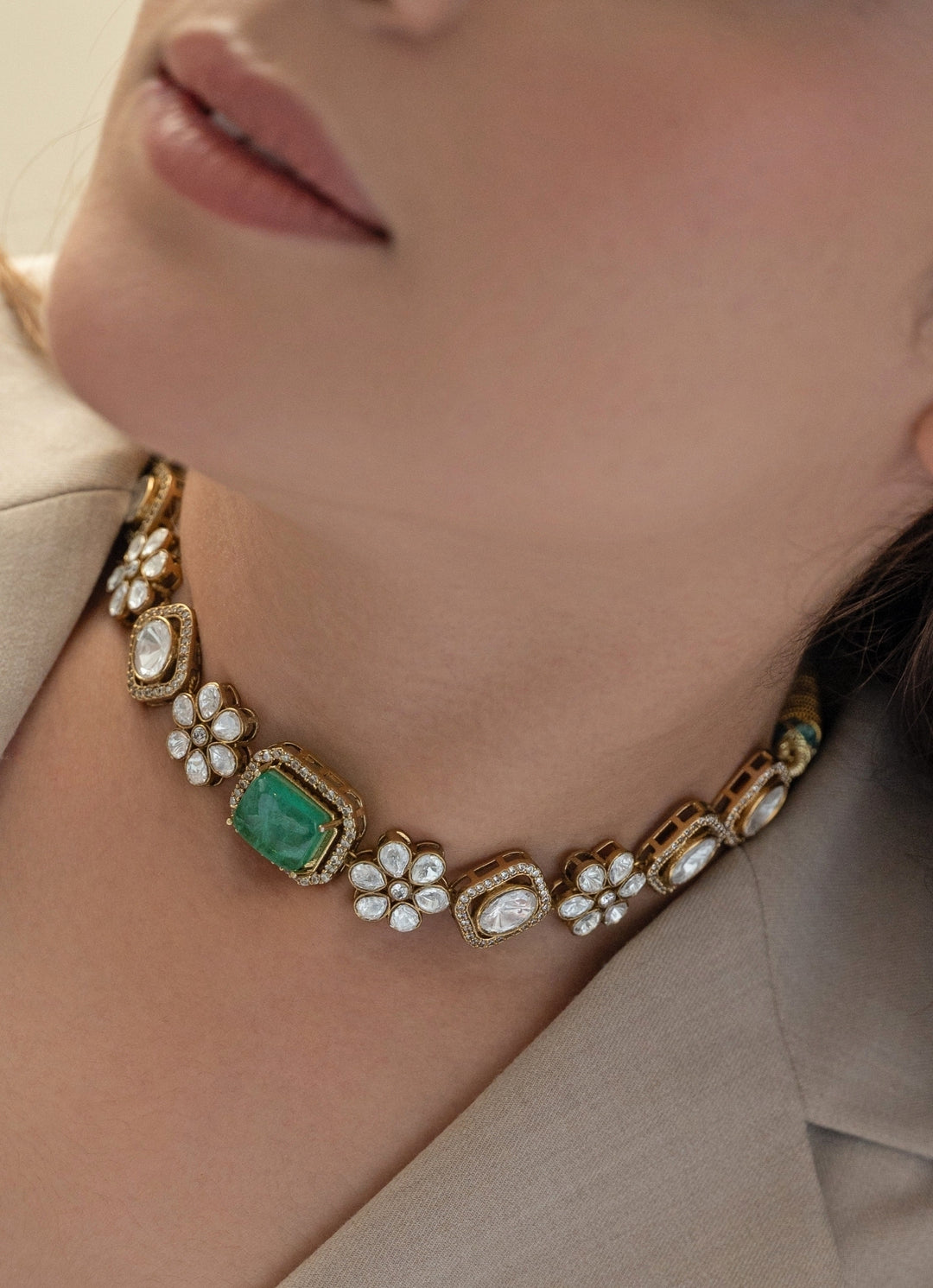 Lush Green Polki Choker Necklace