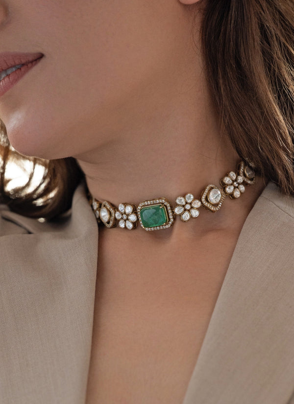 Lush Green Polki Choker Necklace