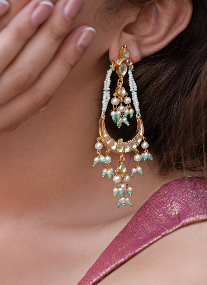 Turquoise Blue Kundan Earrings