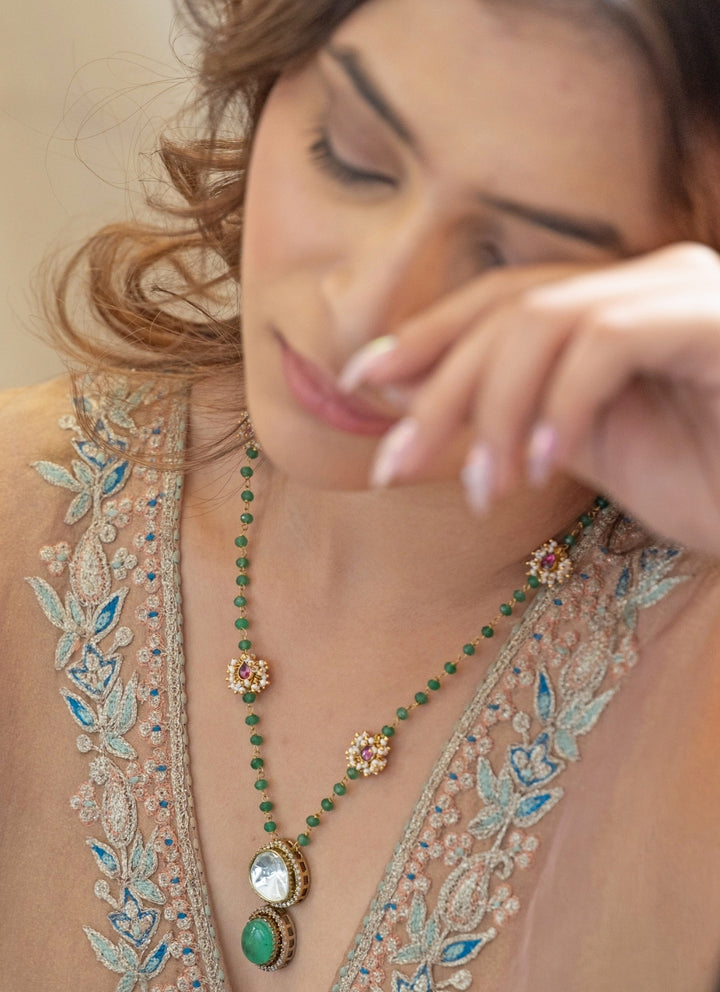 Mint Green Polki Pendant Necklace