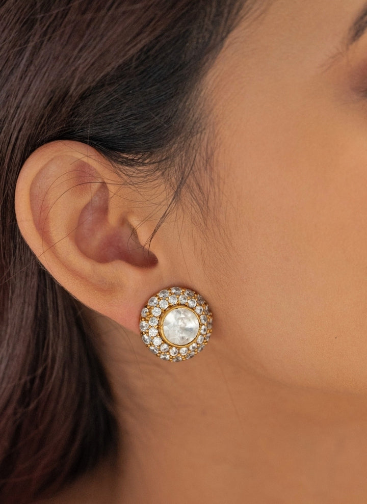 Gold Polki Statement Studs