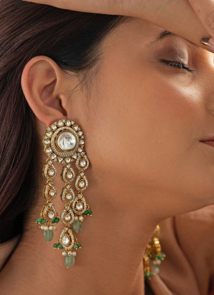 Mint Green Polki Earrings