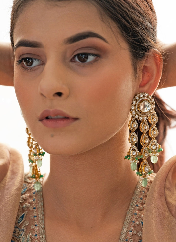 Mint Green Polki Earrings