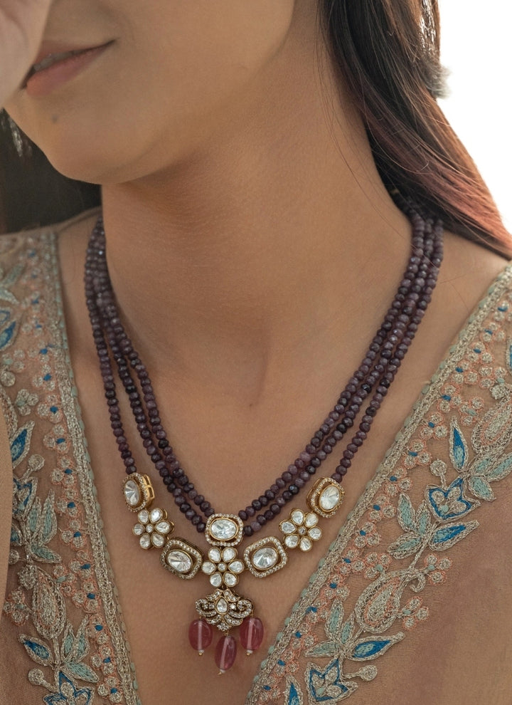 Purple Polki Necklace