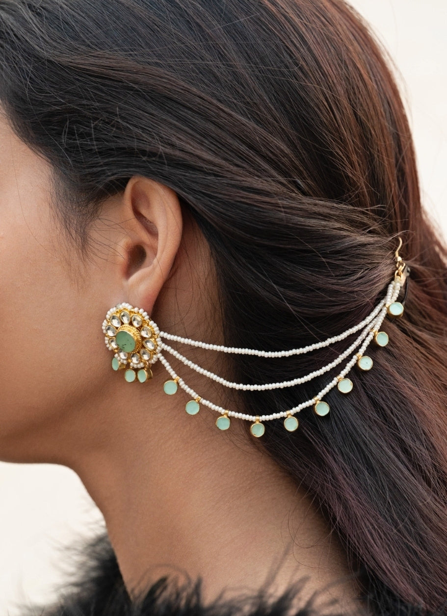 Mint Green Kundan Earrings