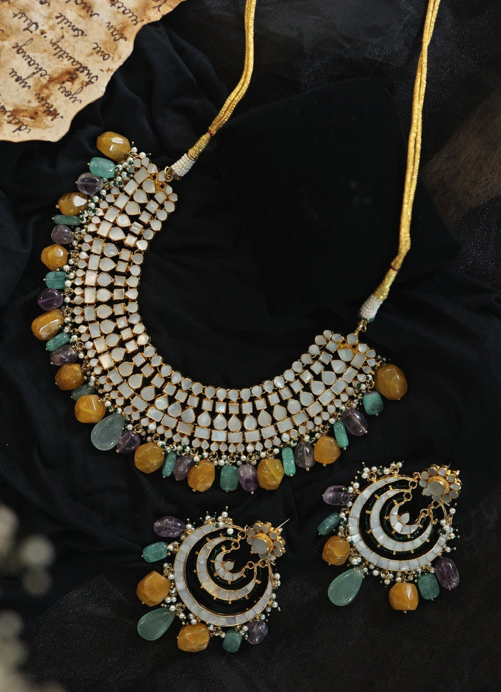 Gold Plated Kundan And Pearl Necklace Set
