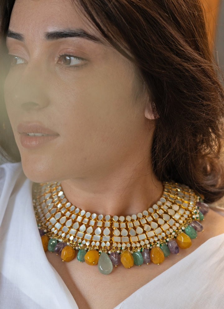 Gold Plated Kundan And Pearl Necklace Set