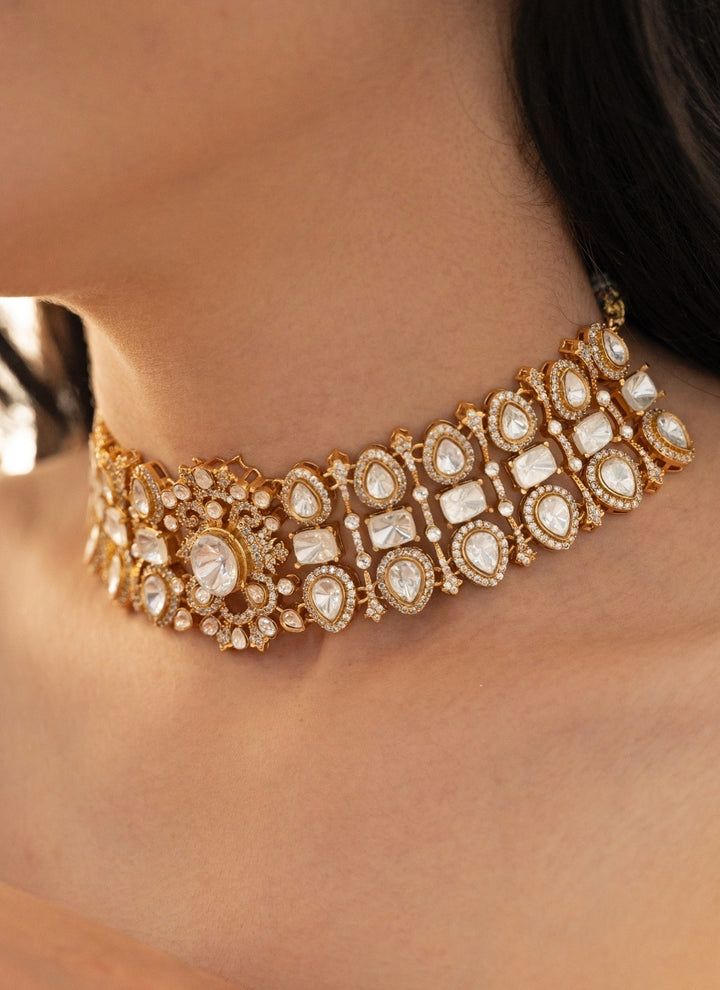 Gold Polki Necklace Set
