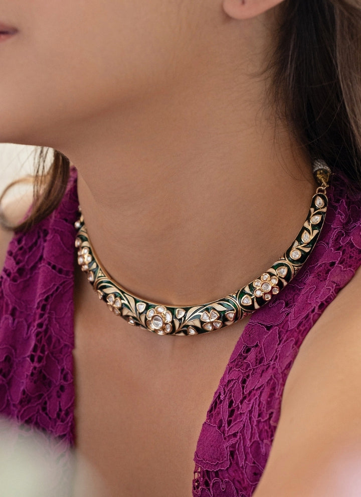 Gold Plated Hasli Polki Necklace Set