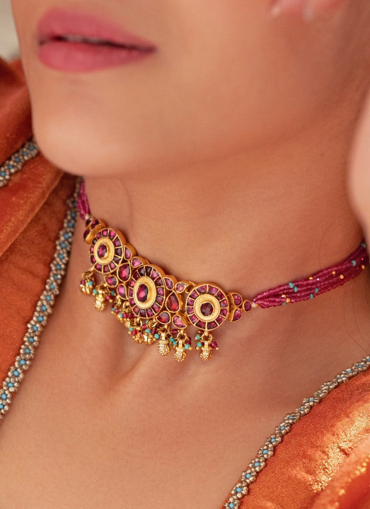 Pink Pearl And Kundan Necklace Set