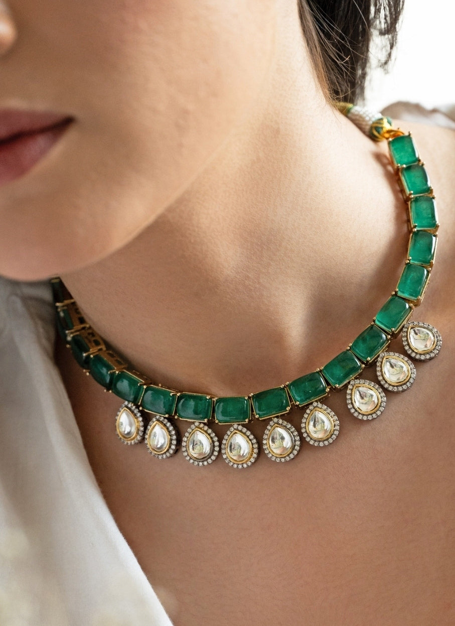 Emerald Green Polki Necklace